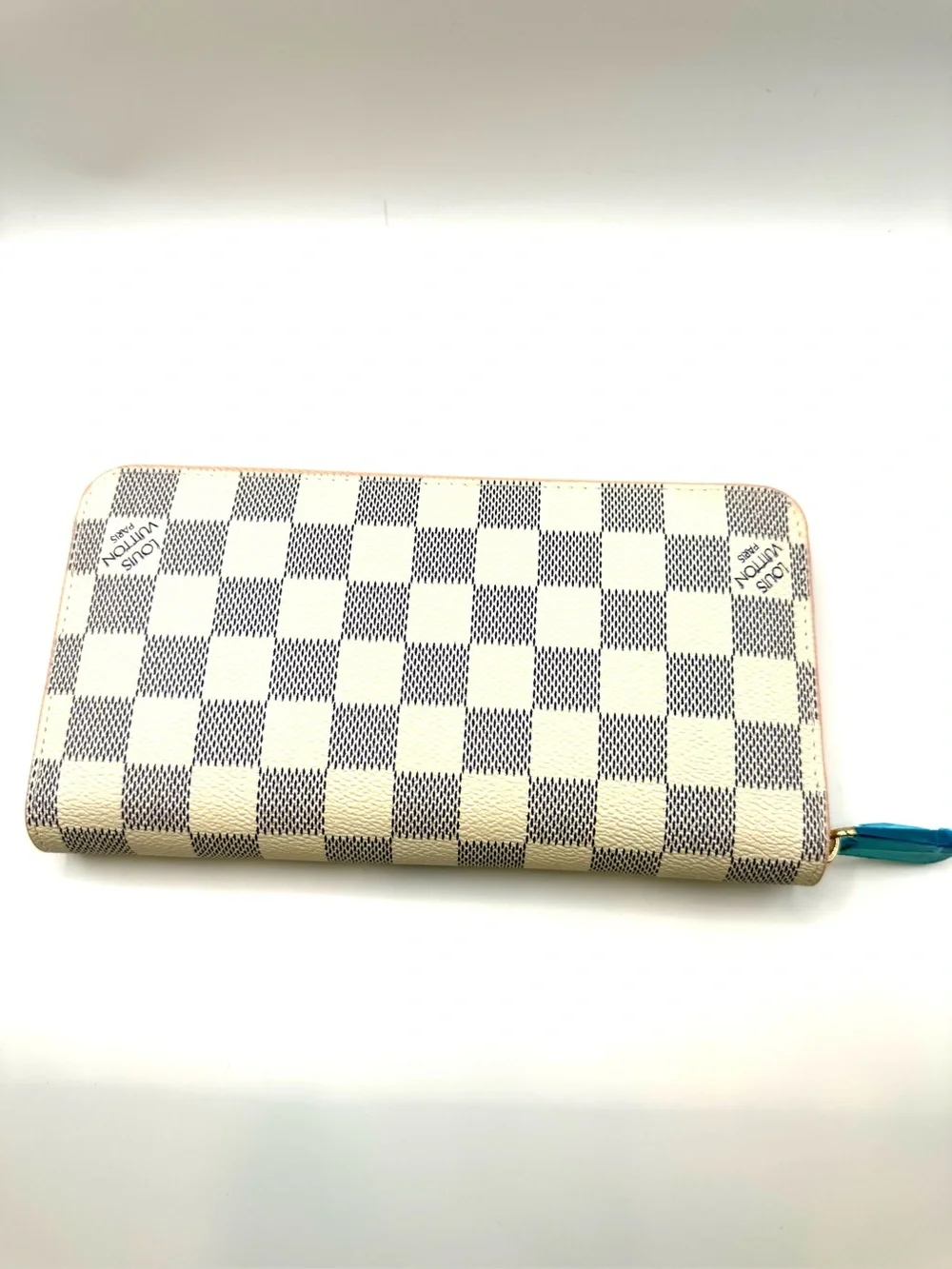 Checkered Wallet in Ivory and Grey